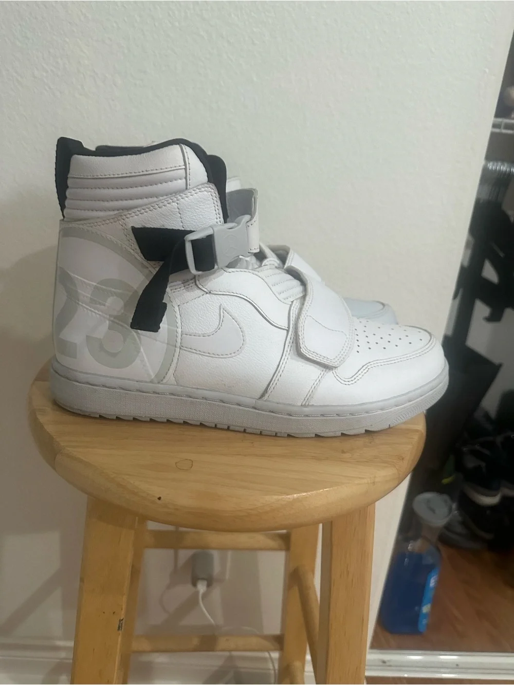 Jordan Moto 1 White High-Top Athletic Sneakers with Black Accents